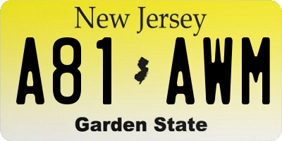 NJ license plate A81AWM