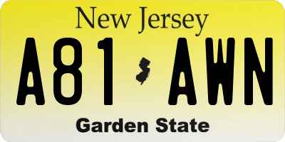 NJ license plate A81AWN