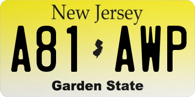 NJ license plate A81AWP