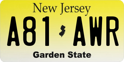 NJ license plate A81AWR