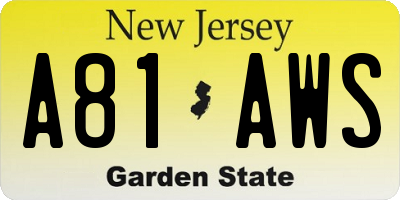 NJ license plate A81AWS