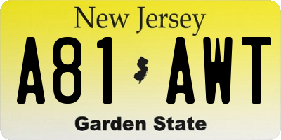NJ license plate A81AWT
