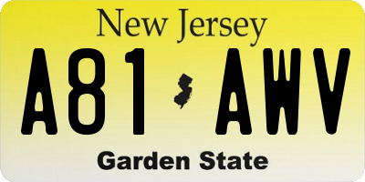NJ license plate A81AWV