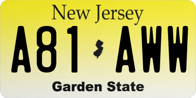 NJ license plate A81AWW