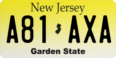NJ license plate A81AXA
