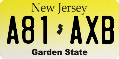 NJ license plate A81AXB