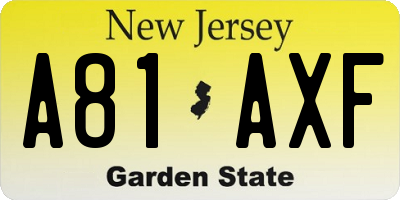 NJ license plate A81AXF
