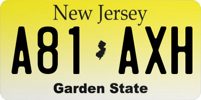 NJ license plate A81AXH