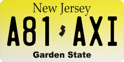 NJ license plate A81AXI