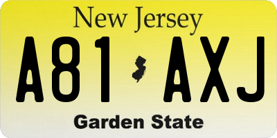 NJ license plate A81AXJ
