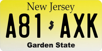 NJ license plate A81AXK