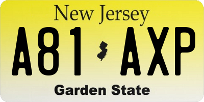 NJ license plate A81AXP