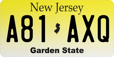 NJ license plate A81AXQ