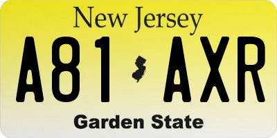 NJ license plate A81AXR