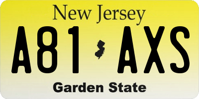 NJ license plate A81AXS