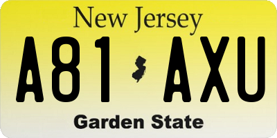 NJ license plate A81AXU