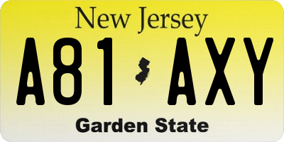 NJ license plate A81AXY