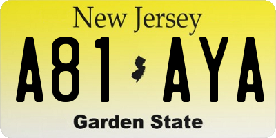 NJ license plate A81AYA