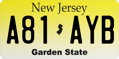 NJ license plate A81AYB