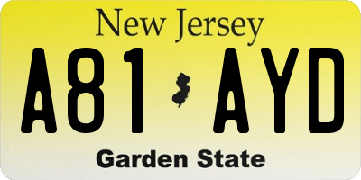 NJ license plate A81AYD