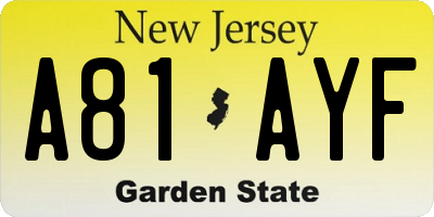 NJ license plate A81AYF