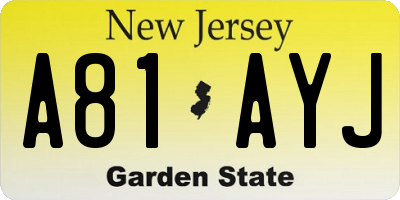 NJ license plate A81AYJ