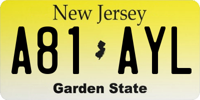 NJ license plate A81AYL