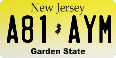 NJ license plate A81AYM