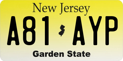 NJ license plate A81AYP