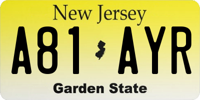 NJ license plate A81AYR