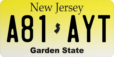 NJ license plate A81AYT