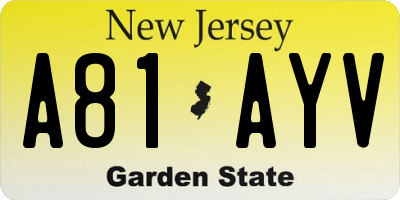 NJ license plate A81AYV