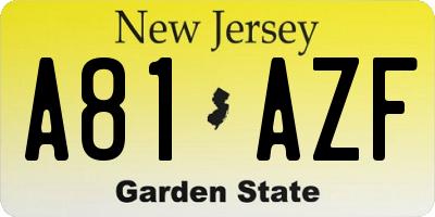 NJ license plate A81AZF