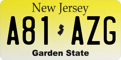 NJ license plate A81AZG