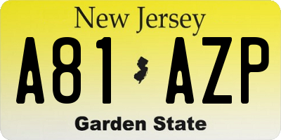 NJ license plate A81AZP