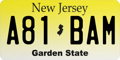 NJ license plate A81BAM