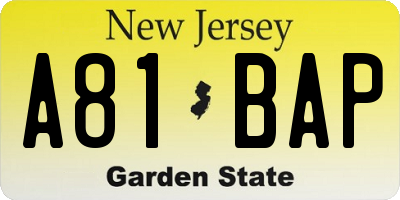 NJ license plate A81BAP