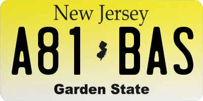 NJ license plate A81BAS