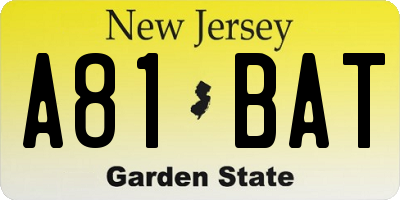 NJ license plate A81BAT
