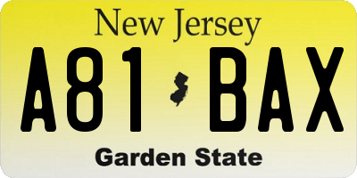 NJ license plate A81BAX