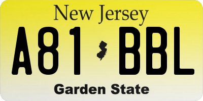 NJ license plate A81BBL