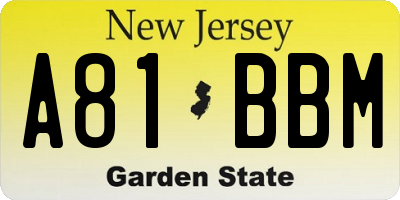 NJ license plate A81BBM