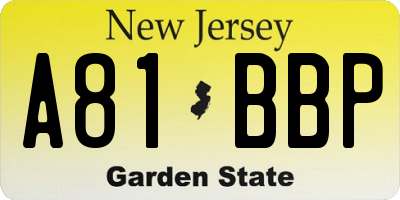 NJ license plate A81BBP