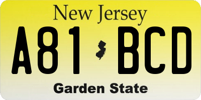 NJ license plate A81BCD