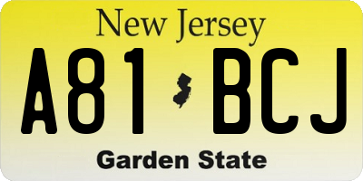 NJ license plate A81BCJ