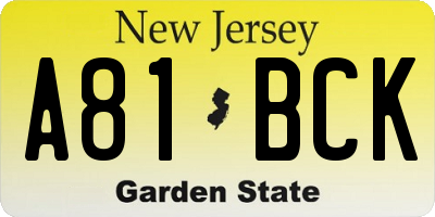 NJ license plate A81BCK