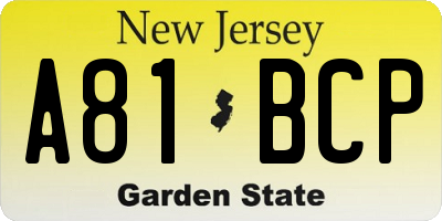 NJ license plate A81BCP