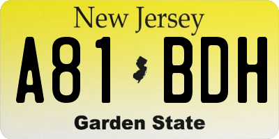 NJ license plate A81BDH