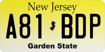 NJ license plate A81BDP