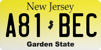 NJ license plate A81BEC